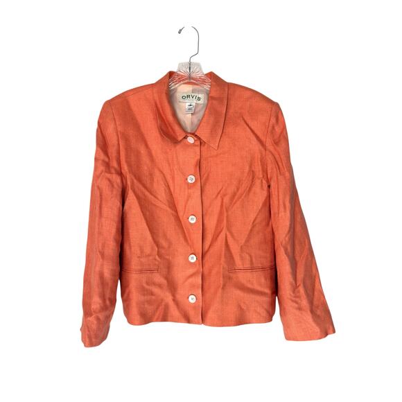 Orvis Blazer Women's Peach Plus Silk Office Work Career Business Classy Size 16 - Picture 1 of 12